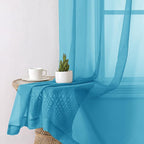 Lecloud Turquoise Sheer Curtains 78 Inches Long 2 Panels, Elegant Gauzy Airy - Image 4