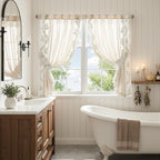 jinchan Belrose Linen Floral Cafe Curtains 45 Inch Length Embroidered Farmhouse - Image 9