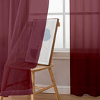 Simplebrand Burgundy Red Sheer Curtains 96 Inches Long, Light Filtering Rod - Image 4
