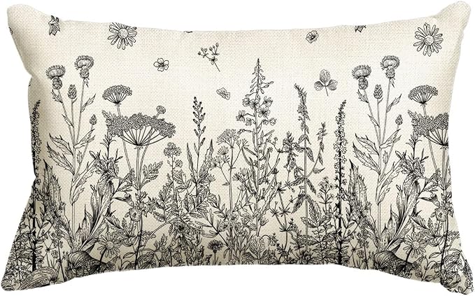 AVOIN colorlife Wildflowers Spring Antique Herbs Throw Pillow Cover, 12 x 20 by AVOINcolorlife