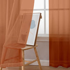 Simplebrand Orange Sheer Curtains 63 Inch Length 2 Panels, Rod Pocket Solid - Image 4