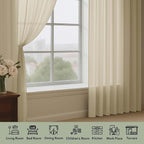 OWENIE Taupe Sheer Curtains 72 Inches Long 2 Panels Set, Transparent Voile - Image 3