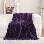 Puncuntex Deep Purple Throw Blanket 108"×90" inches Fuzzy 3D Jacquard - Image 2