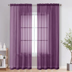 OVZME Plum Sheer Curtains 84 Inches Long 2 Panels by OVZME