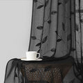 HOMEIDEAS Black Sheer Curtains 52 X 84 Inches Length 2 Panels Black Embroidered by HOMEIDEAS