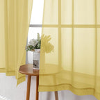 Lecloud Yellow Sheer Curtains 54 Inch Length 2 Panels, Light Filtering Voile - Image 8