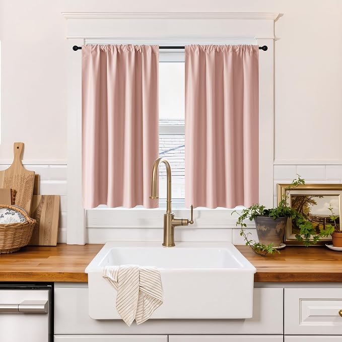 RYB HOME 100% Blackout Basement Curtains 36 inches Long, Heat & UV Blocking by RYBHOME
