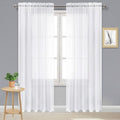 DWCN White Sheer Curtains 96 inch Length 2 Panels Set, Elegant Rod Pocket Solid by DWCN