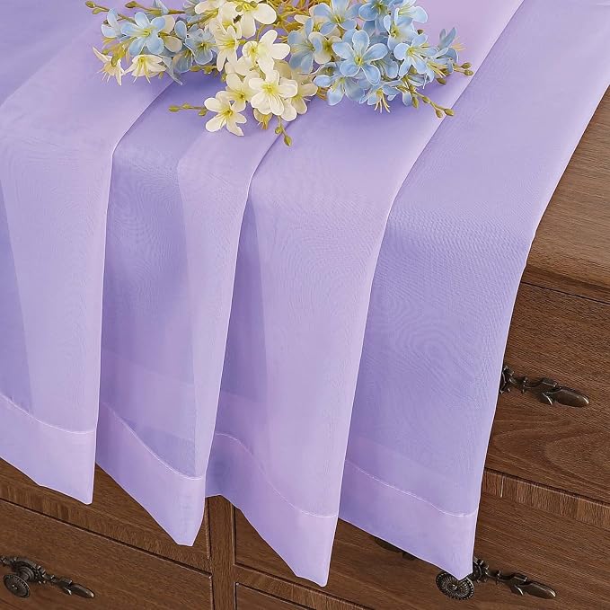 Small Sheer Curtains 2 Panels Set, Kitchen Curtains 36 Inch Length, Elegant - Image 6