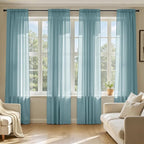MIULEE Dusty Blue Sheer Curtains 108 Inches Long, 4 Panels Set, Light Filtering by MIULEE