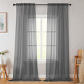 Grey Sheer Curtains for Bedroom Living Room 96 Inches Long 2 Panels, Modern by WelvetBLK