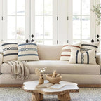 MIULEE Set of 2 Coastal Blue Boho Decorative Pillow Covers 20x20 Inch Farmhouse - Image 3