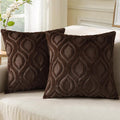 decorUhome Throw Pillow Covers 16x16 Inch Set of 2, Soft Plush Faux Wool Dark by decorUhome