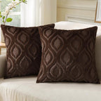 decorUhome Throw Pillow Covers 26x26 Inch Set of 2, Soft Plush Faux Wool Dark by decorUhome