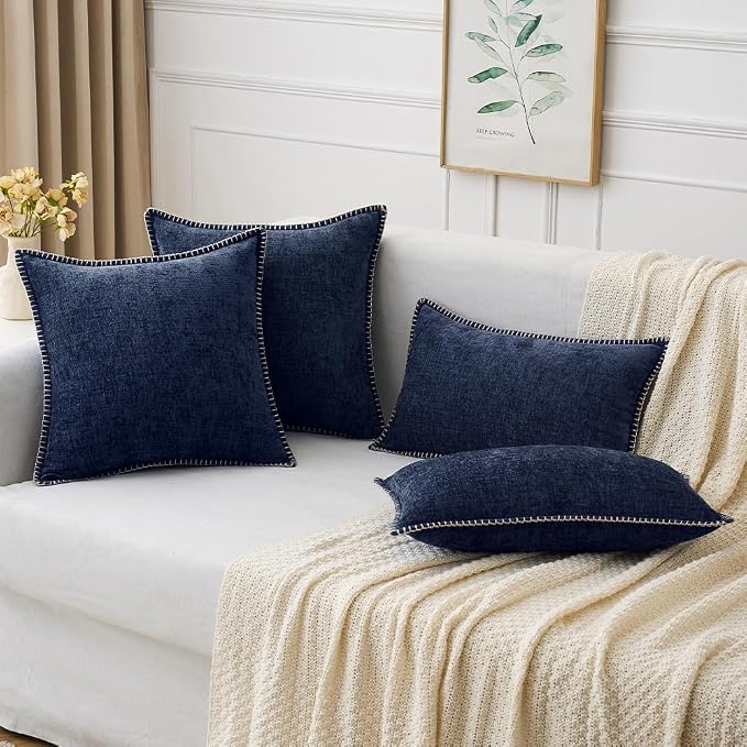 MIULEE Pack of 2 Couch Throw Pillow Covers 12x20 Inch Navy Blue Farmhouse - Image 5