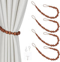 OCIOLI 4 Pack of Wood Bead Curtain Tiebacks Boho Curtain Tiebacks Curtain by OCIOLI