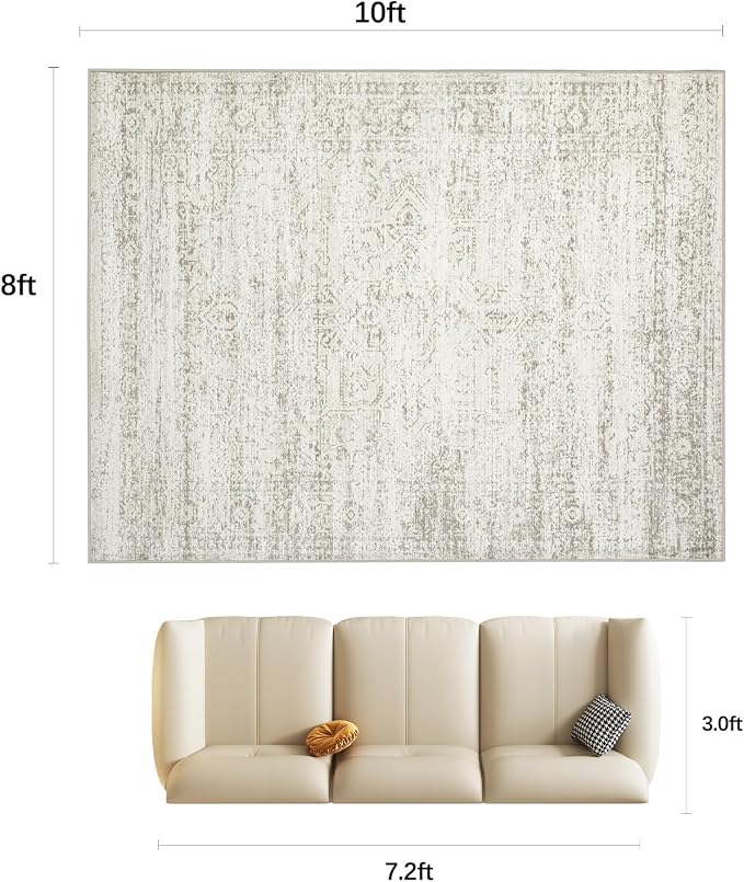 Double Layers 8x10 Area Rugs for Living Room- Upgraded Removable Washable Area - Image 2