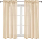 DWCN Beige Sheer Curtains Semi Transparent Voile Rod Pocket Curtains - Image 9