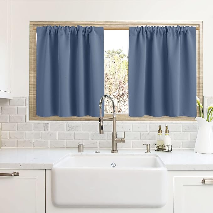 RYB HOME Cafe Blackout Curtains 24 inch Length, RV Curtains by RYBHOME