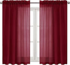DWCN Christmas Burgundy Sheer Curtains Semi Transparent Voile Rod Pocket - Image 9