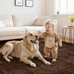 2x6 Bedside Area Rugs for Bedroom: Soft Fluffy Shag Brown Rug for Hallway - Image 3