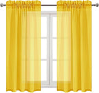 DWCN Yellow Sheer Curtains Semi Transparent Voile Rod Pocket Curtains - Image 9
