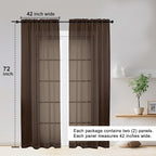 OWENIE Sheer Curtains 72 Inches Long 2 Panels Set, Light Filtering Sheer - Image 2