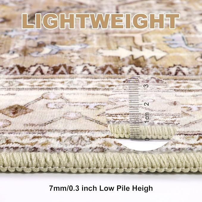 Yamaziot Washable Runner Rug, 2x8 Non-Slip Boho Vintage Hallway Rug Runner - Image 4