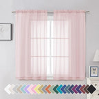 Aiyufeng Blush Pink Sheer Curtains 54 Inch Length 2 Panels Set, Light Filtering by Aiyufeng