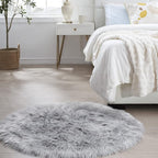 Ciicool Grey Fluffy Round Fur Area Rug - Image 8
