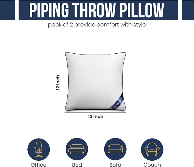 Utopia Bedding Throw Pillow Inserts, 12 x 12 Inches Decorative Indoor Pillows - Image 2