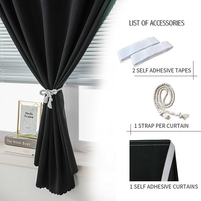 Adhesive Blackout Curtains- Self Stick Curtain No Rod Needed Easy to Hang - Image 2