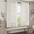 Cream Linen Back Tab Pocket Curtains 60 Inch Length - Image 7