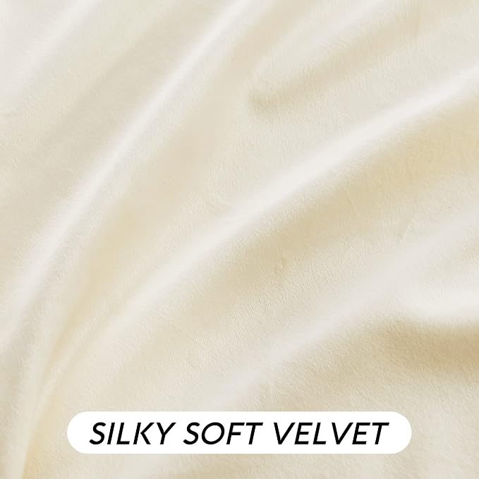 RYB HOME Ivory White Velvet Curtains 72 inches - Image 3