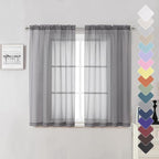 Lecloud Charcoal Grey Sheer Curtains 54 Inch Length 2 Panels, Light Filtering by Lecloud