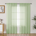 Gwine Light Green Sheer Curtains 63 Inch Length by Gwine