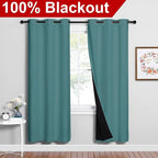 NICETOWN 100% Blackout Window Curtain Panels, Sea Teal, 2 Pieces, 42-inch Wide - Image 2