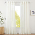 NICETOWN Beige Sheer Long Curtains 102 inches, Grommet Elegant and Airy Window by NICETOWN