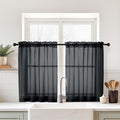 Black Small Sheer Curtains 2 Panels Set, Kitchen Curtains 36 Inch Length by Home