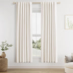 Guken Ivory 100% Blackout Linen Curtains 72 Inch Length 2 Panels Set by Guken