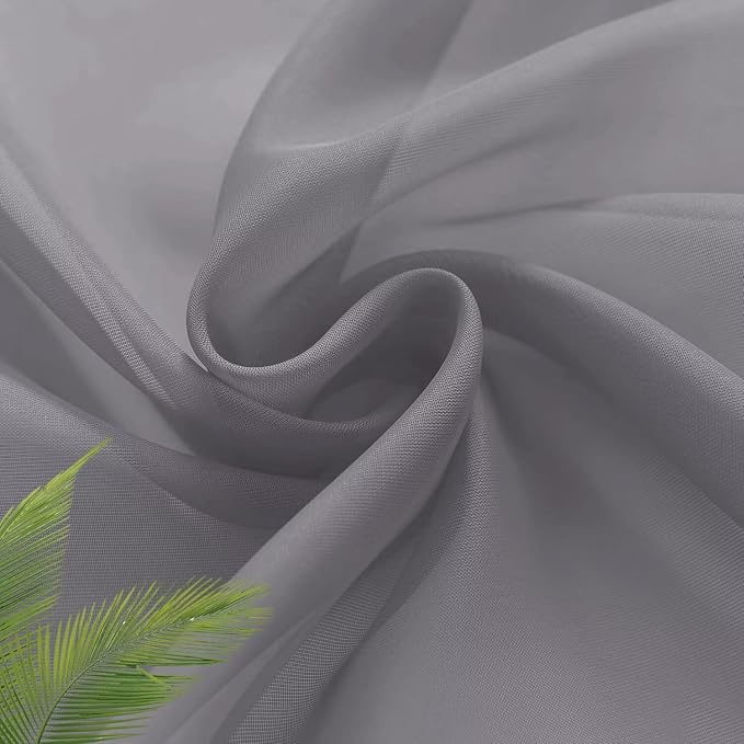 SpaceDresser Basic Rod Pocket Sheer Voile Window Curtain Panels Grey 1 Pair 2 - Image 5