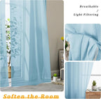 Gwine Sky Blue Sheer Curtains 72 Inches Long 2 Panels Set - Image 3