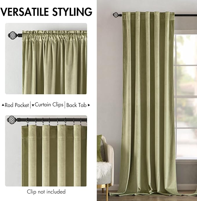 MIULEE Velvet Curtains 96 inches 2 Panels - Image 2
