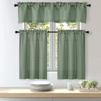OWENIE Bob Valance Curtains 18 Inch Length 1 Piece, Faux Linen Slub Solid Green - Image 8