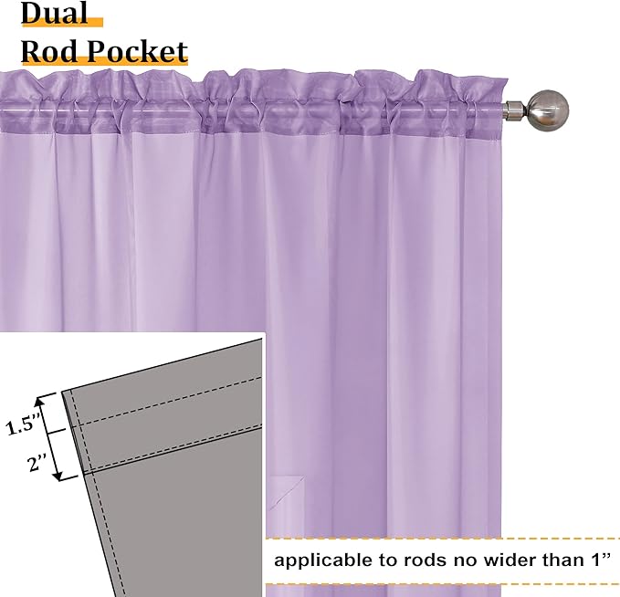 Aiyufeng Light Purple Sheer Curtain Panels Pair Sold 84 Inch Length, Light - Image 3