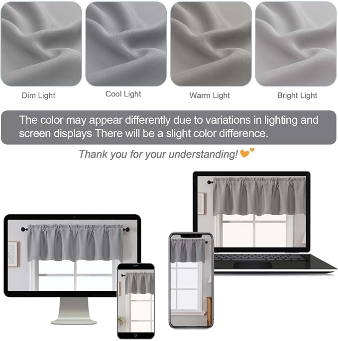 Chyhomenyc Blackout Valances for Windows, Short Window Valance Curtains for - Image 5