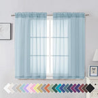 Aiyufeng 2 Pack: Basic Sky Blue Sheer Curtain Drapes 45 Inch Length 2 Panels by Aiyufeng