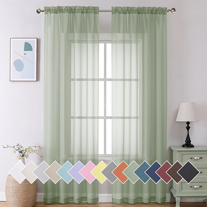 Aiyufeng Long Sheer Bedroom Curtains 2 Panel Sets 108" Inch Length by Aiyufeng