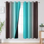 Estelar Textiler Teal and Brown Ombre Blackout Curtains 72 Inches Length by ESTELARTEXTILER