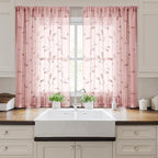 HOMEIDEAS Blush Pink Sheer Kitchen Curtains 52 x 45 Inch Length 2 Panels - Image 6